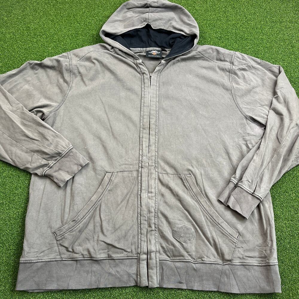 Vintage Harley Davidson Heritage Eagle Zip Front Olive Hoodie Sz 3XL